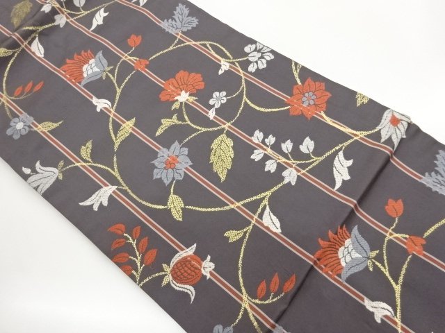 JAPANESE KIMONO / NAGOYA OBI / WOVEN ARABESQUE FLOWER